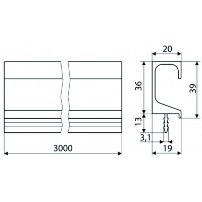 5710 Ручка-профиль алюмюний PA-UA93-3000-A0C00 3м GOLA